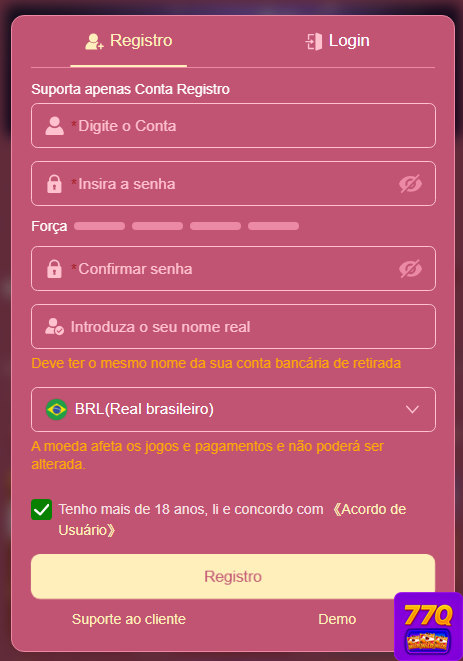 77q.com Passo a Passo Cadastro